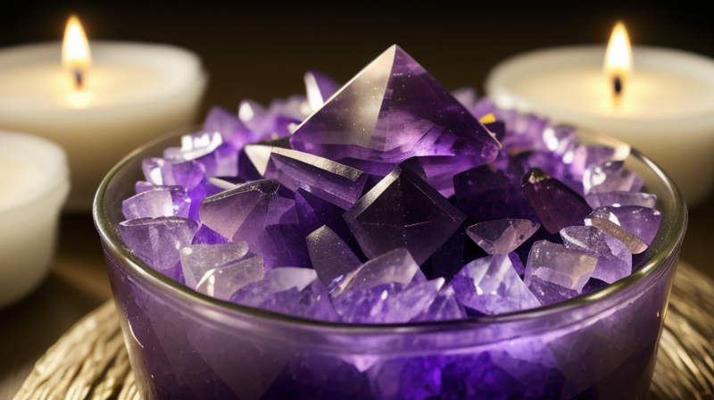 detailed close-up photo of healing crystals meditation wellness sagittarius